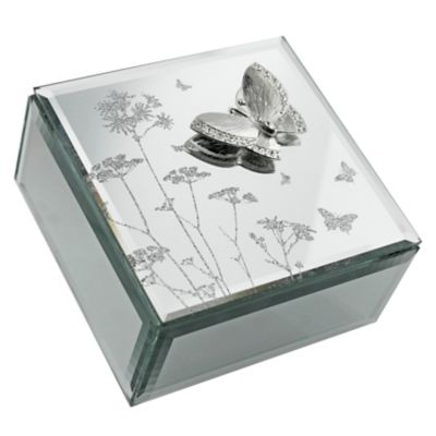 Glass Butterfly & Flowers Jewellery Box H.Samuel