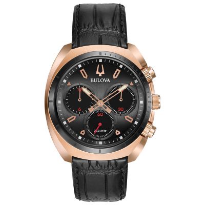 Bulova Curv Men's Chronograph Rose Gold Plated Strap Watch Ernest Jones