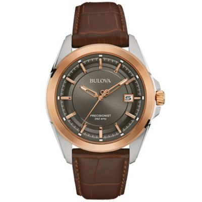 Bulova Precisionist Men's Brown Leather Strap Watch H.Samuel