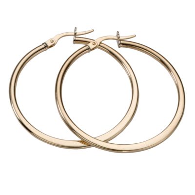 9ct Yellow Gold 35mm Large Creole Hoop Earrings H.Samuel