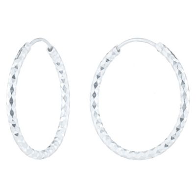 Sterling Silver Diamond Cut 27mm Hoop Earrings H.Samuel