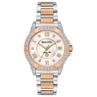 Bulova Ladies' Diamond Rose Gold and Steel Bracelet Watch H.Samuel
