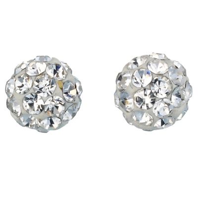 9ct White Gold Crystal Ball Stud Earrings 4mm H.Samuel