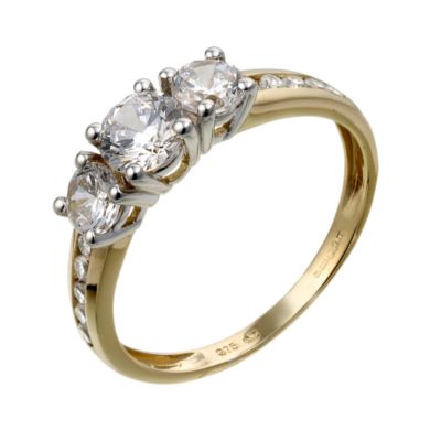 9ct Yellow Gold Three Cubic Zirconia Ring H.Samuel