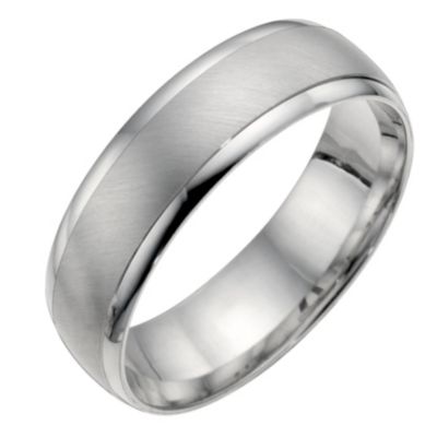 18ct white gold matt & polished wedding ring Ernest Jones