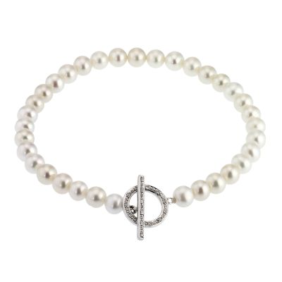 Cultured freshwater pearl 9ct white gold bracelet Ernest Jones