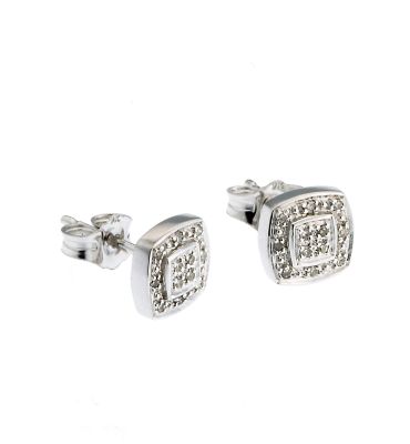 9ct white gold diamond cluster square stud earrings Ernest Jones