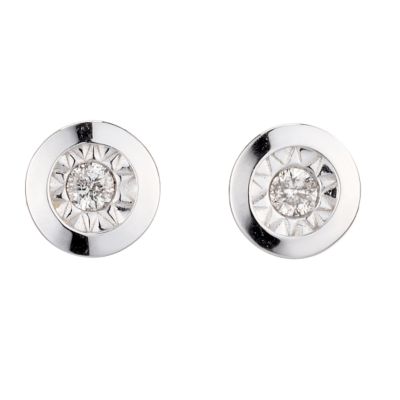 9ct White Gold Diamond Stud Earrings H.Samuel