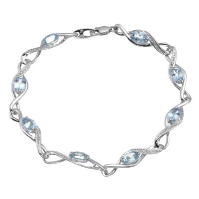 9ct white gold diamond and blue topaz bracelet Ernest Jones