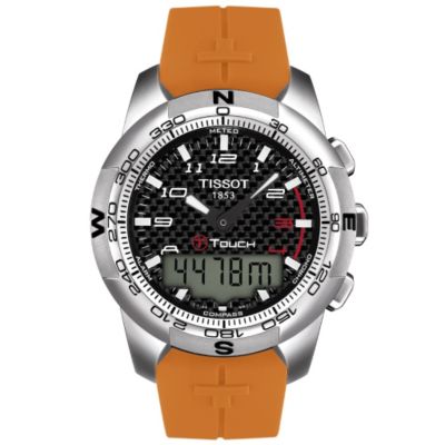 Tissot TTouch men's orange strap watch Ernest Jones