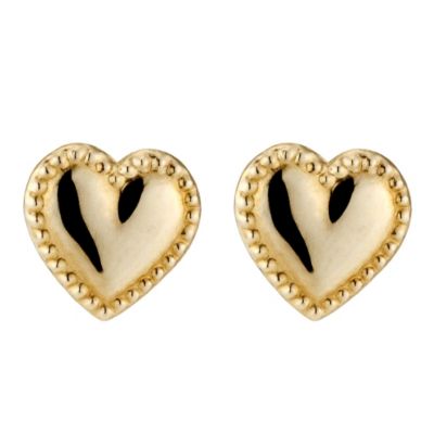 9ct Yellow Gold Heart Stud Earrings H.Samuel