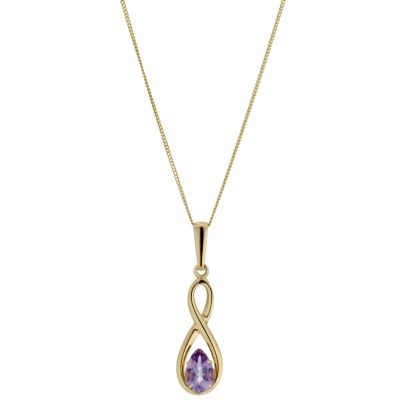9ct Yellow Gold Amethyst Figure of 8 Pendant H.Samuel