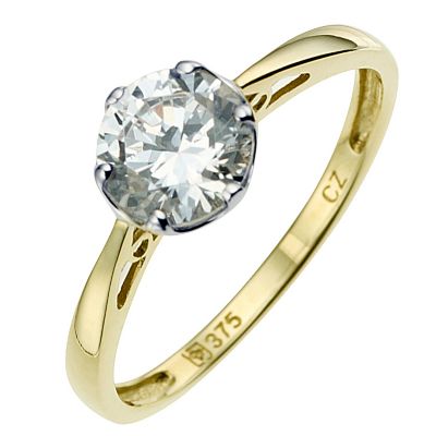 9ct Yellow Gold Cubic Zirconia Solitaire Ring H. Samuel the Jeweller