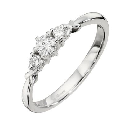 9ct White Gold Quarter Carat Diamond Trilogy Ring H.Samuel
