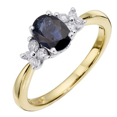 9ct Yellow Gold Sapphire & Diamond Ring H.Samuel
