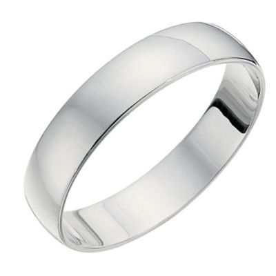 18ct White Gold 4mm D Shape Heavyweight Ring H.Samuel