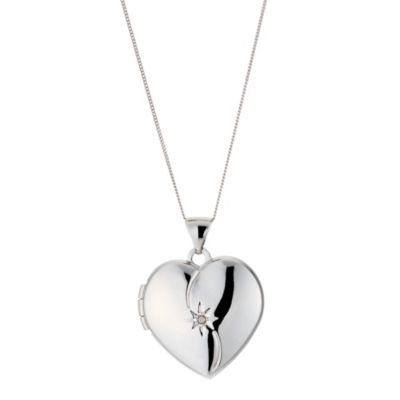 9ct White Gold Diamond Locket Necklace H.Samuel