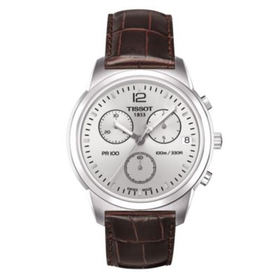 Men's Tissot brown leather strap watch Ernest Jones