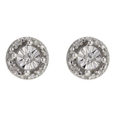 Silver & Diamond Stud Earrings H.Samuel