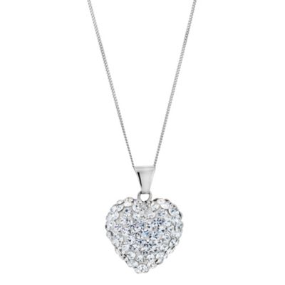 9ct White Gold Crystal Heart Pendant H.Samuel