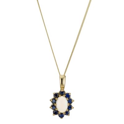 9ct Yellow Gold Sapphire Opal Pendant H.Samuel