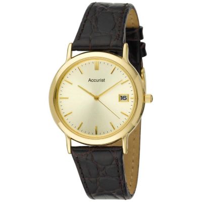 Accurist Men's Black Leather Strap Watch H.Samuel