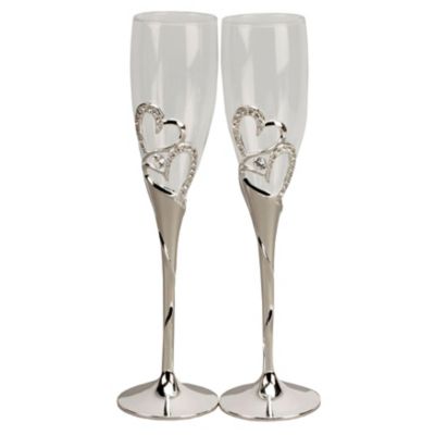 Special Memories Double Heart Champagne Flutes H.Samuel