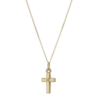 Children's 14" 9ct Gold Diamond Cross Pendant H.Samuel