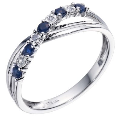 9ct White Gold Sapphire & Diamond Crossover Ring | H.Samuel (745 x 745 Pixel)