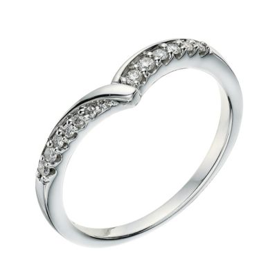 9ct white gold diamond set wishbone shape ring Ernest Jones