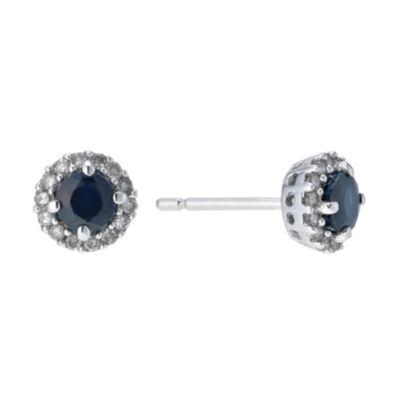 9ct white gold sapphire & diamond stud earrings Ernest Jones