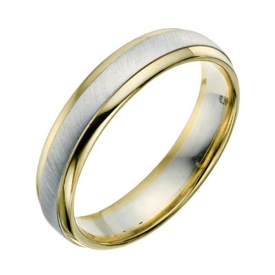 9ct yellow & white gold 5mm wedding ring Ernest Jones