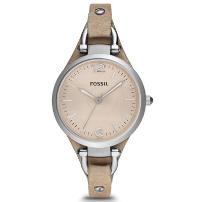 Fossil Ladies' Beige Leather Strap Watch H.Samuel