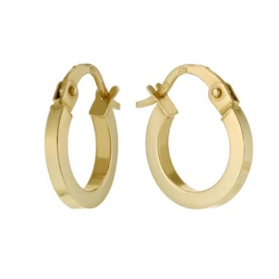9ct gold plain round creole earrings 8mm Ernest Jones