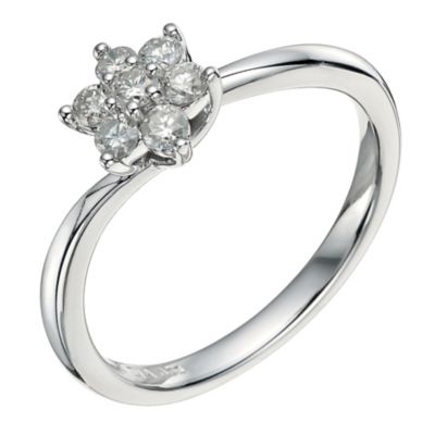 9ct White Gold 0.33 pt Diamond Cluster Flower Ring H. Samuel the Jeweller