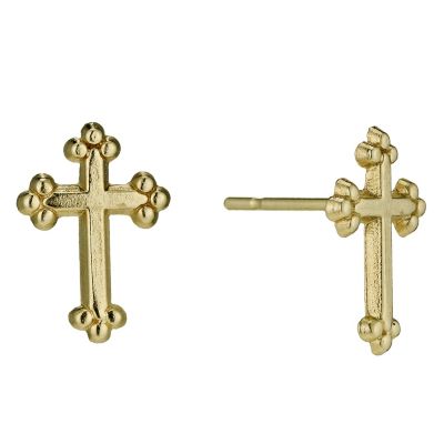 9ct Gold Cross Stud Earrings H.Samuel