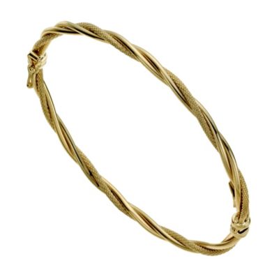9ct yellow gold thin double twist bangle Ernest Jones
