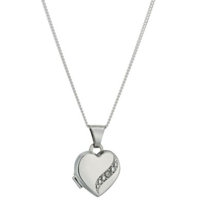 Sterling Silver & Diamond Locket H.Samuel