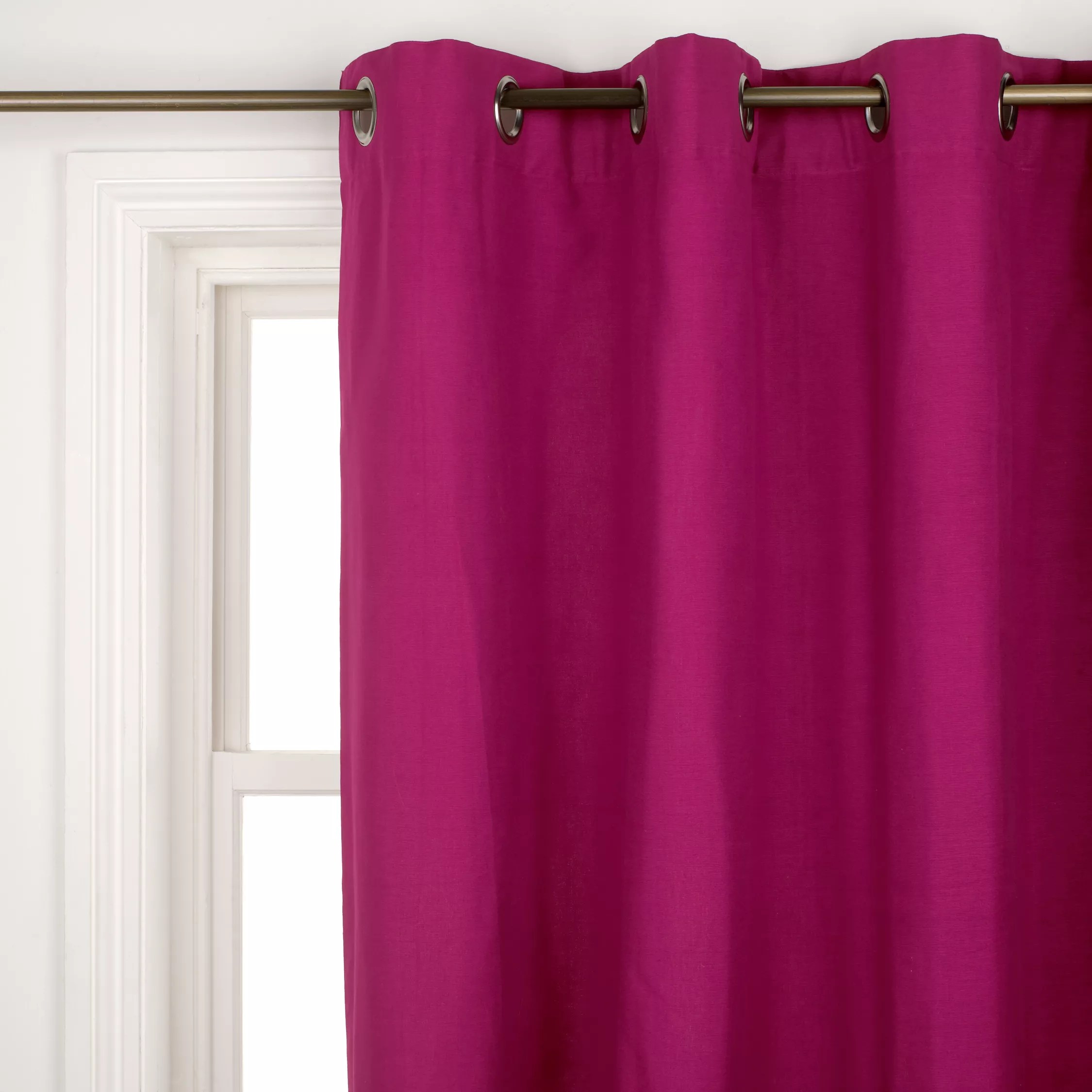 John Lewis Cotton Rib Eyelet Curtains, Magenta review, compare prices