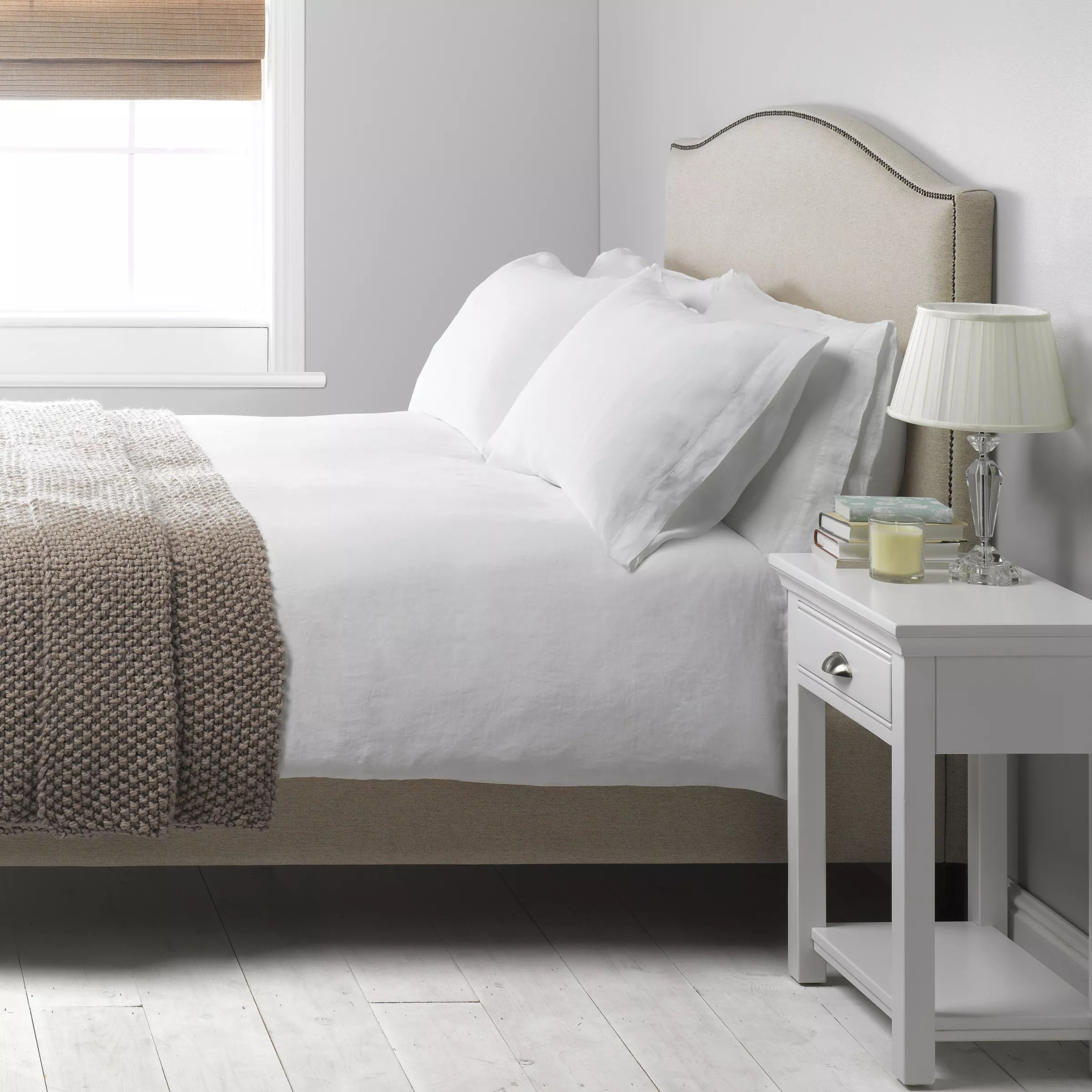 John Lewis Washed Linen Duvet Cover, White review, compare prices