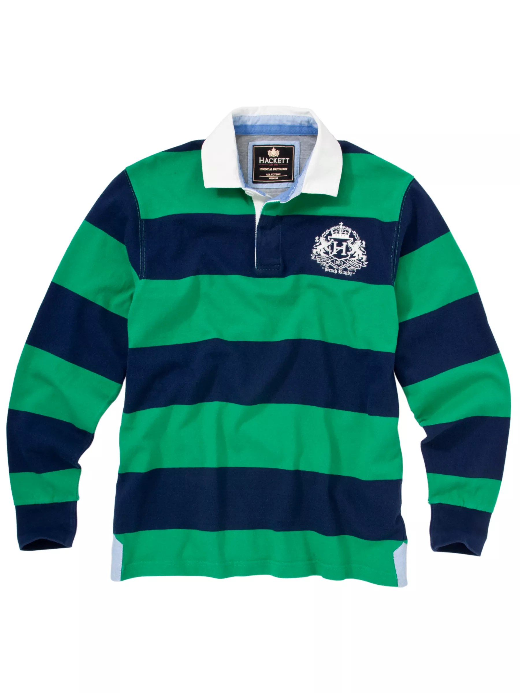 Hackett London Oxford Trim Rugby Shirt, Navy/Green review, compare