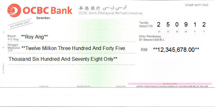 Cheque Writing/ Printing Software for Malaysia Banks