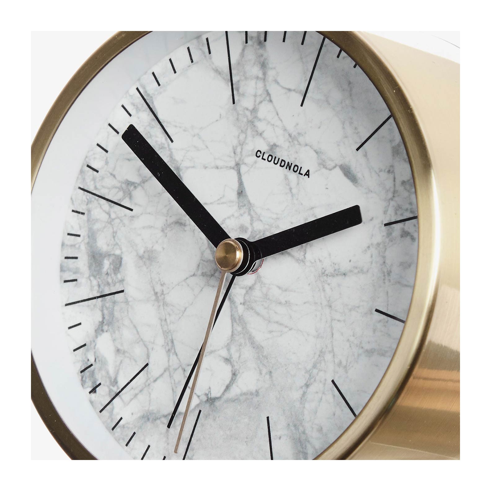 Alarm Clock Structure Collection, White Marble& Polished Gold