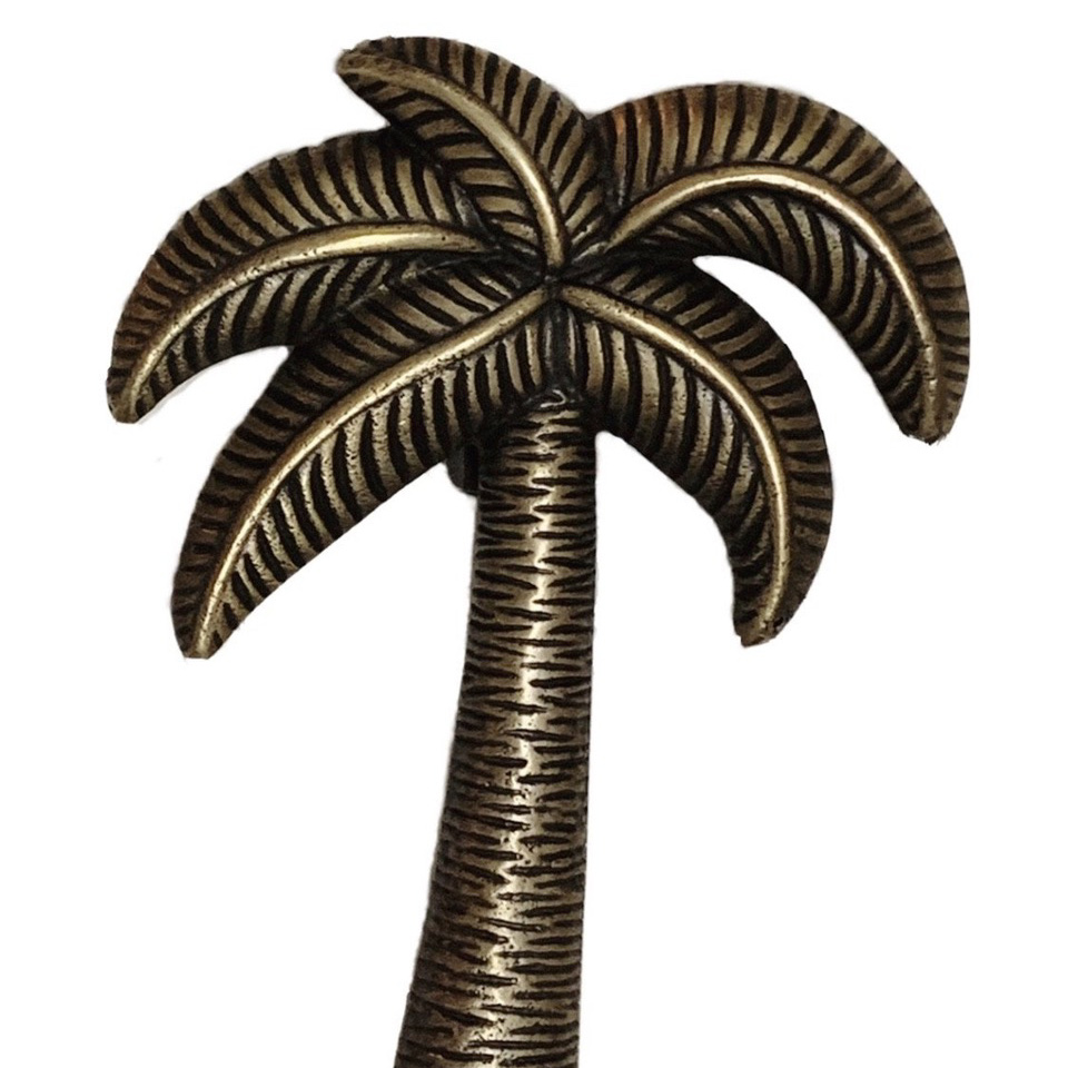 Palm Tree Door Knocker Pineapple Traders Gold and Antique Island