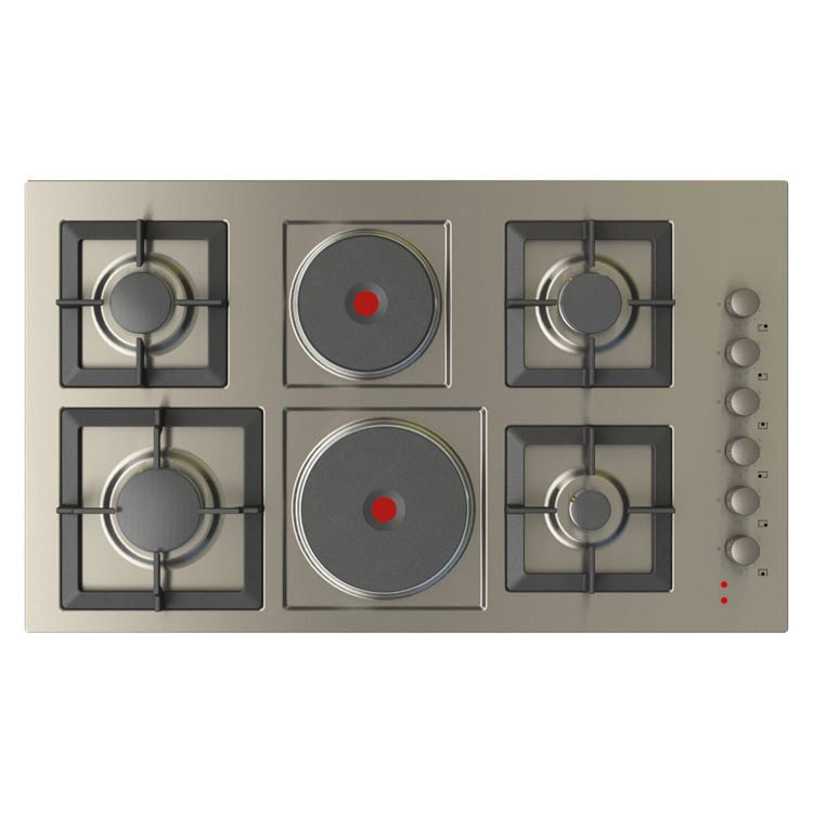 90 cm Jeweline Hob, 4 Gas Burners+ 2 Electric Plates . Cast Iron