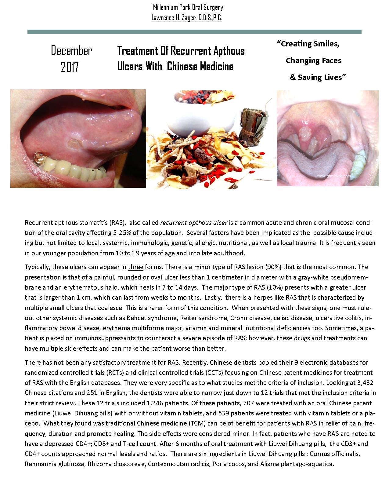 Apthous Ulcer & Chinese Medicine Millennium Park Oral Surgery Oral