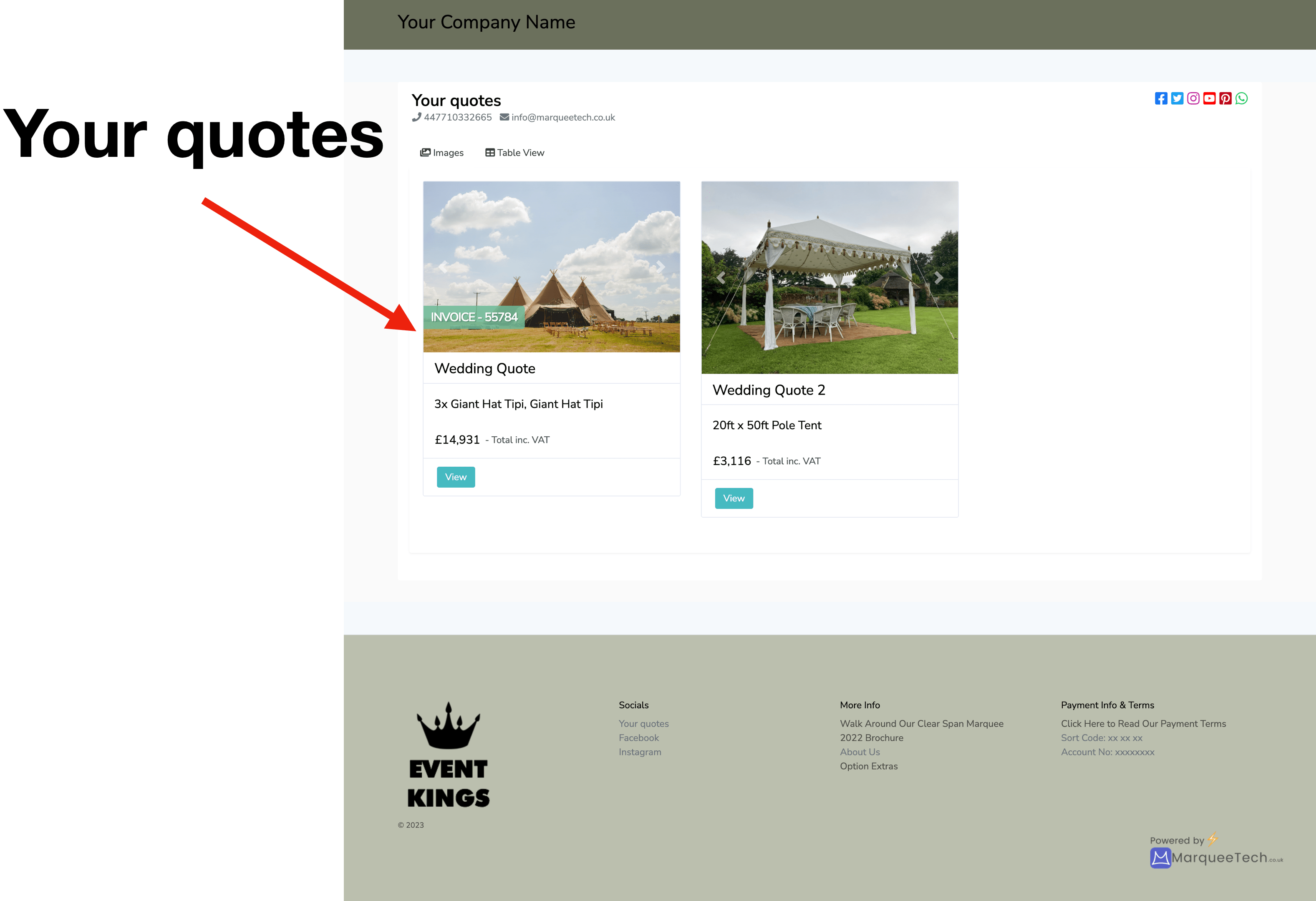 Adding a quote the customers dashboard SAAS BRELLA