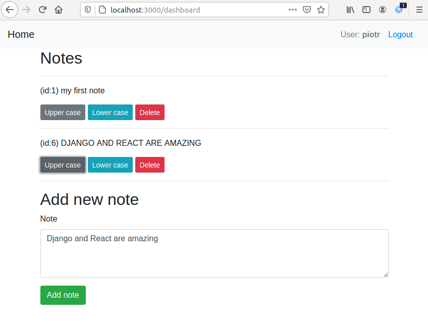 CRUD in Django Rest Framework and React React and Django Tutorial
