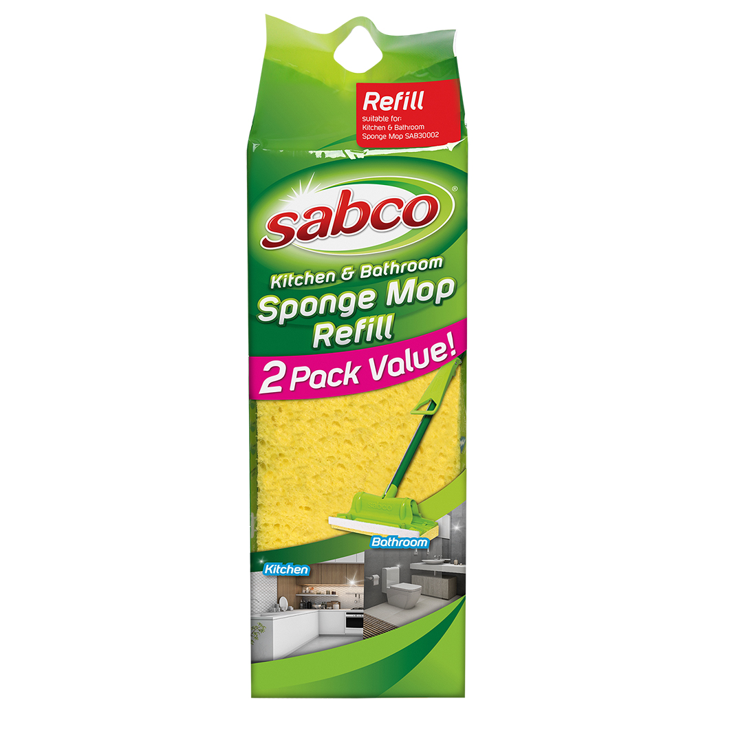 KITCHEN & BATHROOM Sponge Mop REFILL TWIN PK Sabco