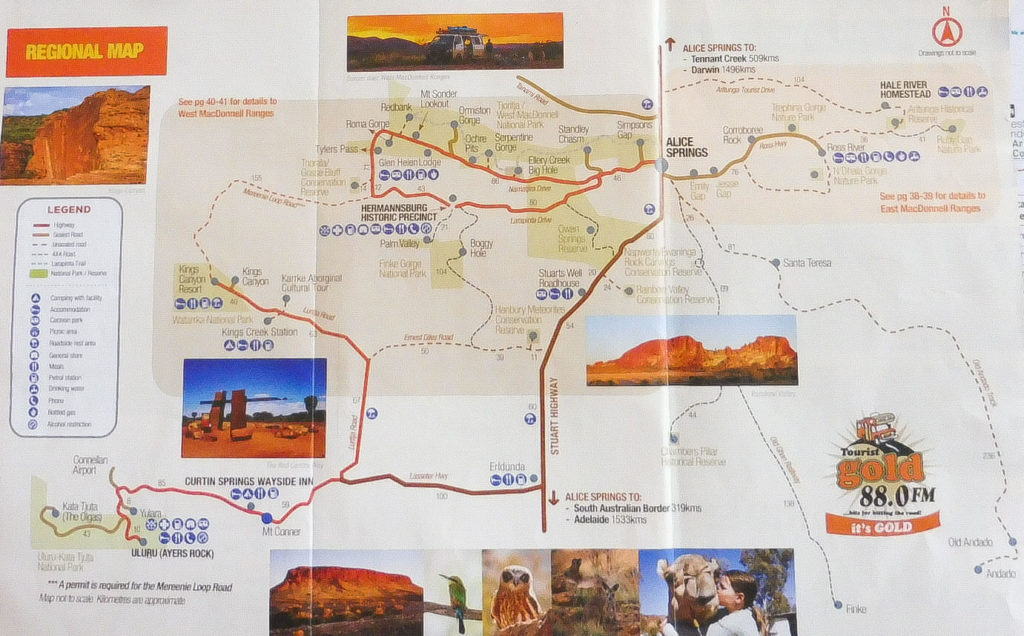 Pain Points De La Carte Centre Rouge Australie Road trip dans le Centre Rouge Itinéraire 1 semaine dans l'Outback